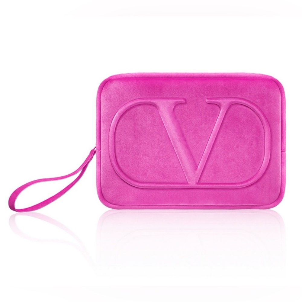 Valentino Beauty XL Pink Velvet Cosmetic Bag